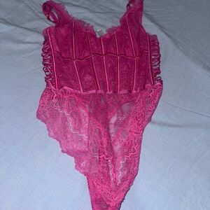 Victoria's Secret Hot Pink Lace Corset